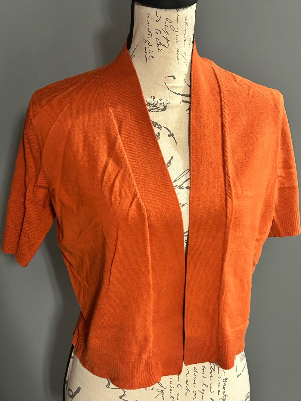 Dress Barn Orange Short-Sleeve Open Front Cardigan
